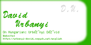 david urbanyi business card